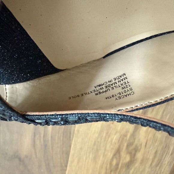 NWOB Thalia Sodi Chace Black T-Strap Embellished Platform Stiletto Heels 12 Wide - Picture 8 of 10